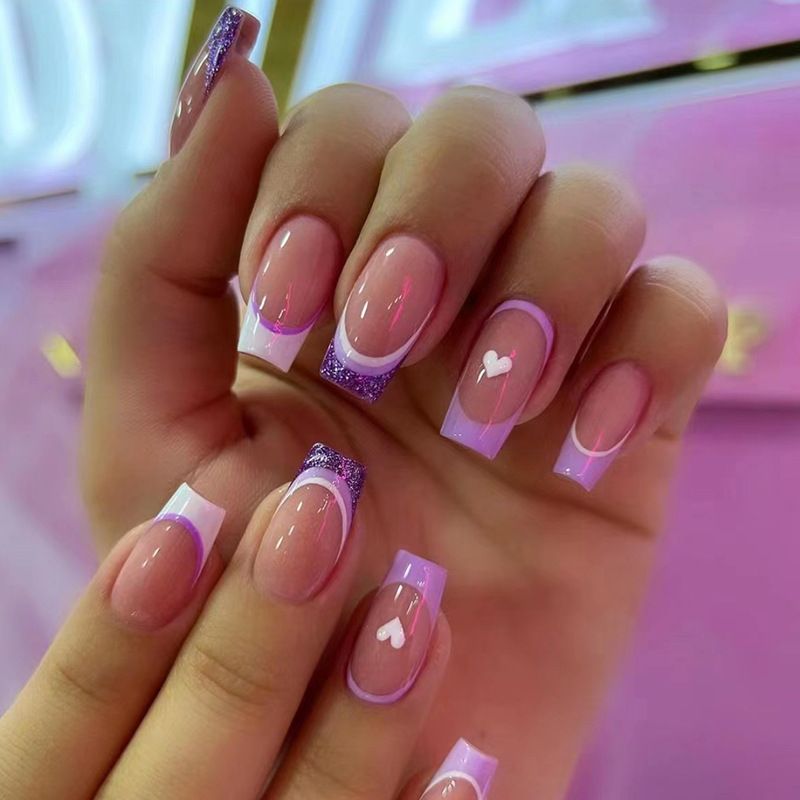 Designs 24 pièces papillon faux ongles mi-long cercueil faux ongles avec colle portable français presse sur ongles complet_voghion.com