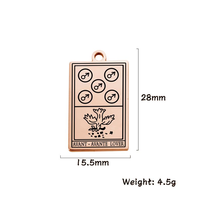 The talisman symbolizes gift giving, fashionable and versatile Tarot card 27 style rose gold titanium steel pendant_voghion.com