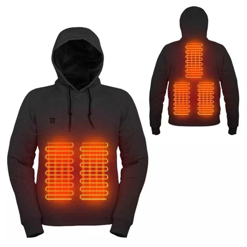 USB Heated Hoodie For Men - Winter Electric Heating Sweatshirt With Fleece Lining, Zip-Up Thermal Jacket For Outdoor, Commuting (Black/Grey, S-5XL)​_voghion.com