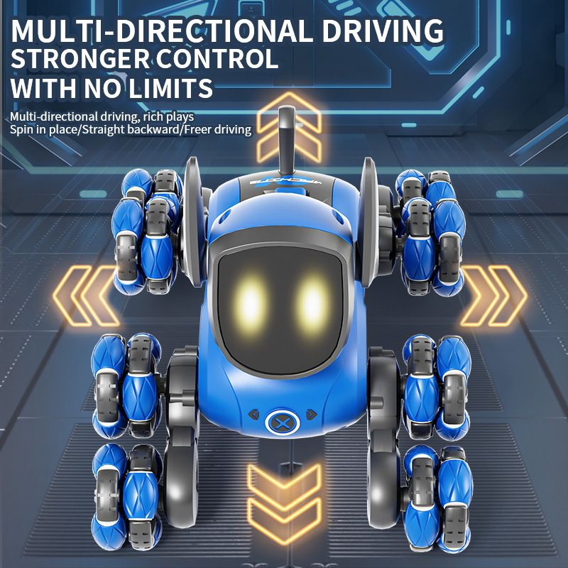 Neuer kleiner Mini-Roboterhund mit acht Rädern, multifunktional, ferngesteuert, intelligente Doppelsteuerung, interaktives Eltern-Kind-Spielzeug_voghion.com