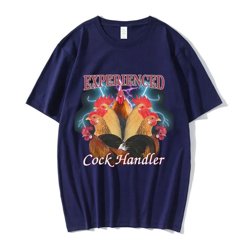 Funny Professional Handler Chicken and Rooster Graphic T Shirt Men's Casual Cotton Oversized T-shirts Haruku Streetwear_voghion.com