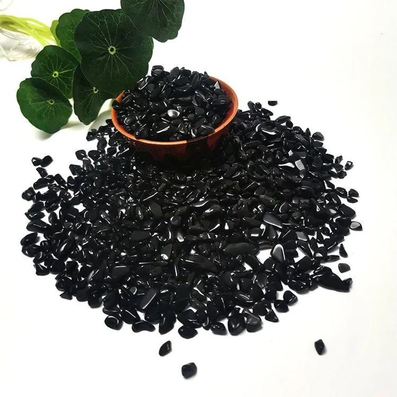 Natural Obsidian Crushed Stone Purification Demagnetization Buddha Feng Shui Mantra Black Base Sand Fish Tank Ornament_voghion.com
