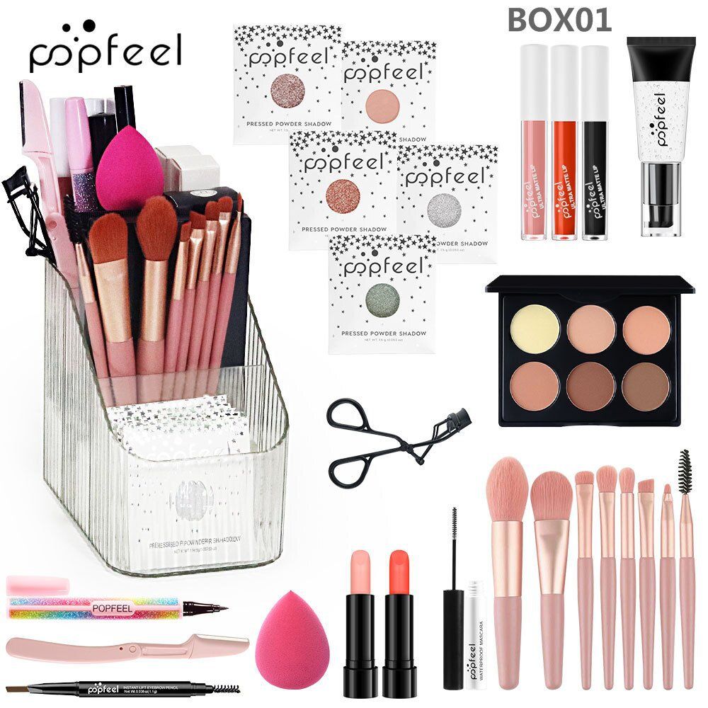 Makeup Sets Exclusive POPFEEL Makeup Set Combination Beginner Cosmetics Full Set Of Makeup Tools Nude Makeup BOX_voghion.com