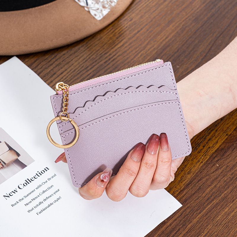 Kartenetuis für Damen, Kartentasche mit mehreren Kartenfächern, leicht zu tragen, einfarbige Spitze, frisches Münzgeldbörse für Studentenbusse_voghion.com