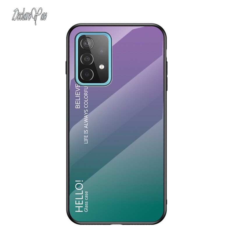 A73 A53 Cover DECLAREYAO Hartglas Coque für Samsung Galaxy A33 A03S A03 Core A03 Hülle Silikonrahmen Slim Tempered Gla_voghion.com