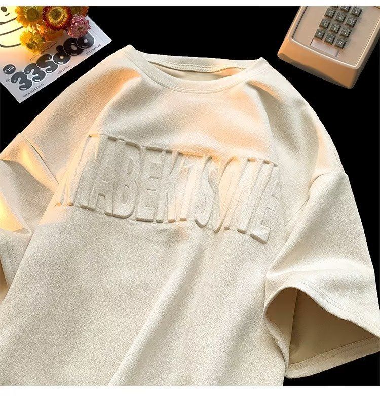 Herrenbekleidung Sommer Vintage Ins Modemarke lässig locker kurze Ärmel Jugend Pop Rundhalsausschnitt Fünf-Punkt-Ärmel_voghion.com