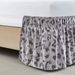 Falda de cama con estampado de leopardo gris claro, de una sola pieza, elástica, plisada, de lino para hotel_voghion.com