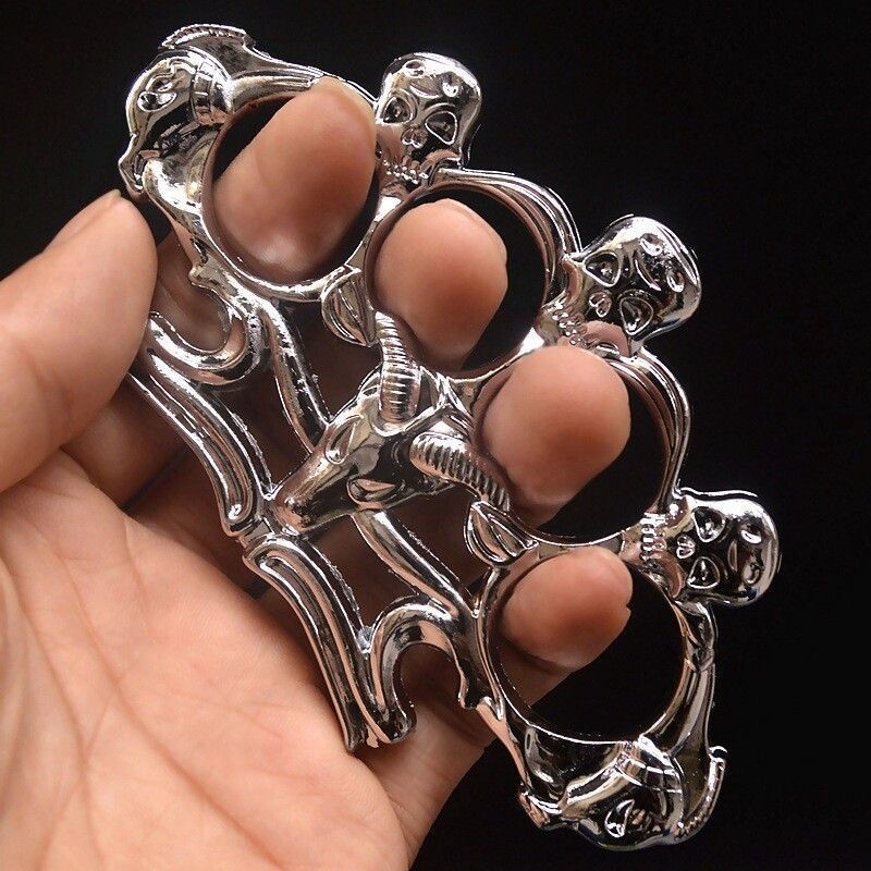 Defense Fighting Sheep Head Skull Brace Iron Four Tiger Finger Joint Hand Martial Arts Fist Ring_voghion.com
