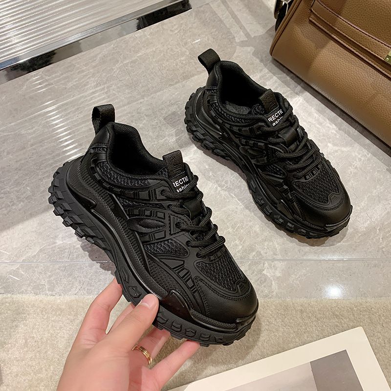 Pantofi sport Daddy pentru femei, la modă, retro, prăjiți, negri, cu picioare mici, pantofi cu talpă groasă, ușori, casual, de primăvară și toamnă, pantofi sport_voghion.com