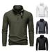 Sweat-shirt à col montant et demi-zip pour homme - Mélange de coton respirant, coupe ajustée, manches longues, couleur unie (blanc, gris foncé)_voghion.com
