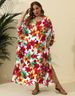 Abito da donna con spacco da spiaggia con camicetta allentata con stampa floreale taglie forti_voghion.com