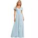 Chiffon Bridesmaid Dress With Split V-neck High Waisted A-line Ballroom Dress_voghion.com