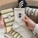 Kindersocken für Frühling, Herbst und Winter, halblang, mit Bären- und Hundemotiv, gestreift, für Damen, Schwarz und Weiß, Freizeitkleidung_voghion.com