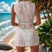 Stylish Striped Beach Cover Up With Button Front & Flowy A-Line Cut - Lightweight Mesh Sun Protection For Swimsuits, Sizes S-XL_voghion.com