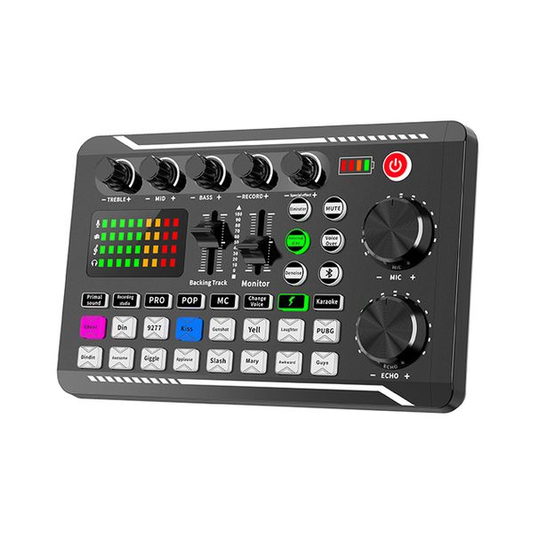 F998 Audio Mixer Live Sound Card BM800 MIC Microphne Mobile Phone Voice Changer Karaoke for Broadcast Recording KTV Game Music_voghion.com