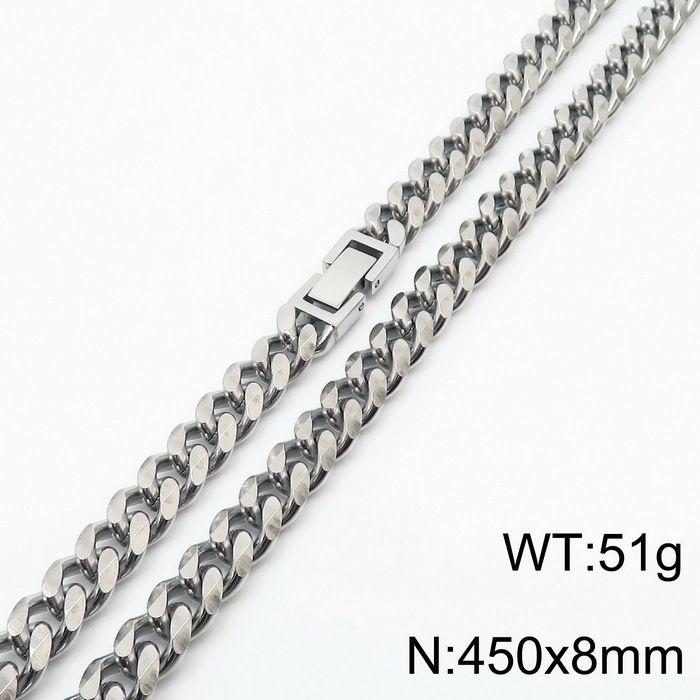 Collana da uomo con catena in acciaio al titanio tinta unita in stile semplice_voghion.com