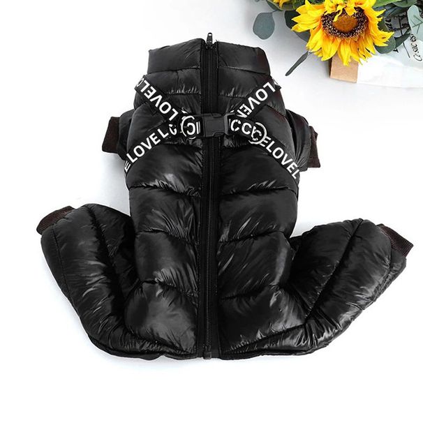 Winterverdickte, winddichte, vierbeinige Baumwolljacke mit Fleecefutter, warme Thermokleidung für kleine und mittelgroße Hunde_voghion.com