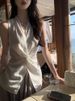 Maglia senza maniche con nodo e scollo a V per donna, capospalla estivo alla moda 2025, top snellente di alta qualità_voghion.com