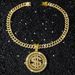 Fashion alloy Cuban US dollar rotating pendant necklace personality exaggerated US dollar men's Cuban necklace_voghion.com