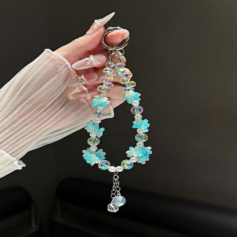 Phone Accessory Bundles & Sets Chain Mobile Phone Case Pendant Female New Three Dimensional Water Drop Snowflake Tassel Beaded Lanyard Fairy_voghion.com
