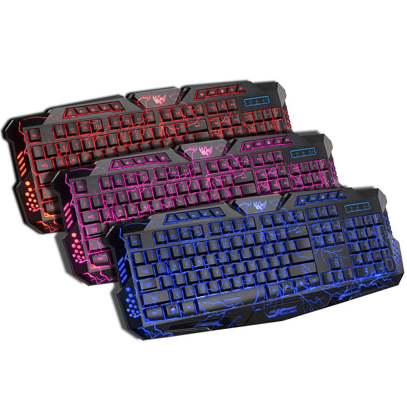 Clavier filaire rétroéclairé tricolore M200 pour ordinateur de bureau, 104 touches_voghion.com