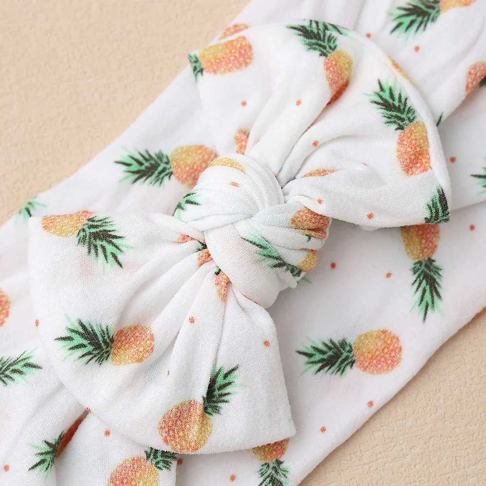 Cute Children's Fruit Digital Printed Headband European and American Baby Hair Accessories Stretch Nylon Baby Bow Wide Hair Band_voghion.com