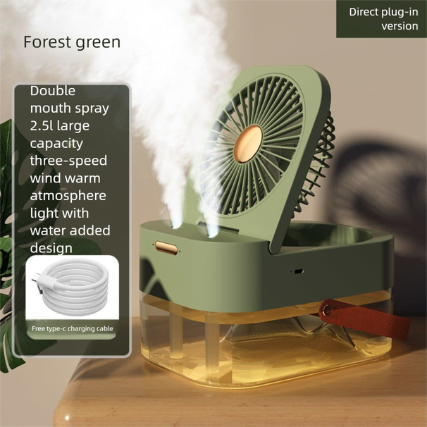 Spray Water Fan Humidifier 2-in-1 For Student Dormitory USB Office Desktop Ultra-Quiet Cooling Device_voghion.com