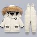 Children's clothing down jacket set, infants and toddlers 1-5 years old, male and female babies, new winter two-piece set, down jacket + overalls_voghion.com