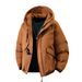 Unisex Winter Parka With Windproof Design - Thickened Polyester Puffer Jacket For Couples, Multi-Pocket Outdoor Coat In Red/Black/Caramel_voghion.com