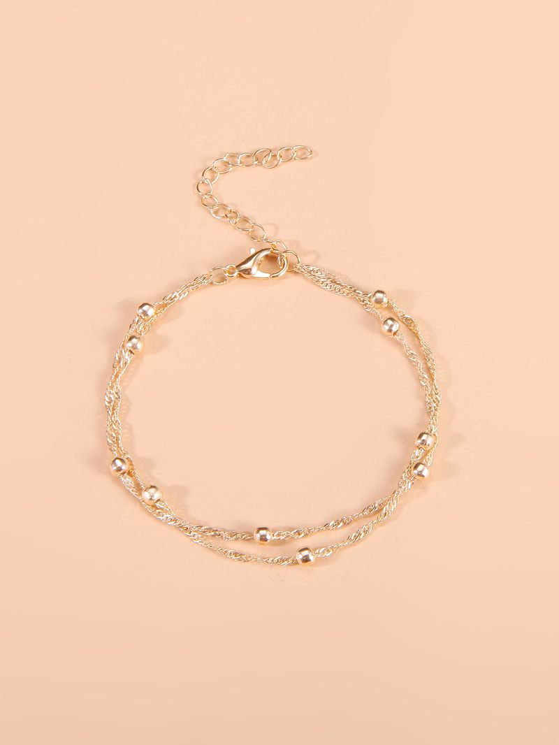 Minimalist Wave Bead Double Layer Bracelet Elegant Cold Style Spliced Chain Multi-layer Jewelry_voghion.com