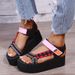 Women's shoes Summer 23 years large size one-word buckle with thick bottom casual round toe women's flat sandals_voghion.com