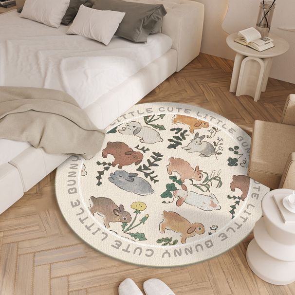 Cartoon Kaninchen Märchen Runde Decke Teppich Kaschmir Wohnzimmer Teppich Schlafzimmer Nacht Decke Sofa Couchtisch Decke_voghion.com
