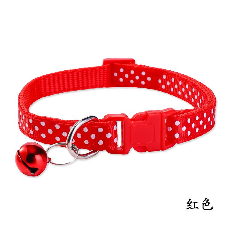 Little White Cat 1.0 Pet Dog Patch Bell Polka Dot Collar_voghion.com