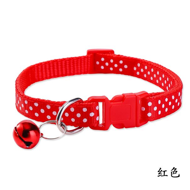 Little White Cat 1.0 Pet Dog Patch Bell Polka Dot Collar_voghion.com
