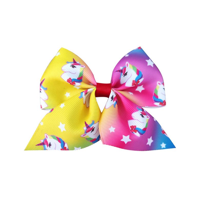 Children's European And American Cross Border Printed Rainbow Butterfly Hairpin Hot Selling Striped Bow Tie Girl Hair Accessories Headdress_voghion.com