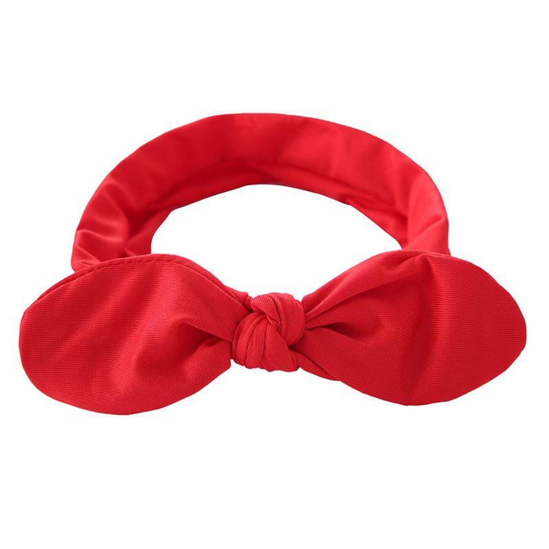 Korean New Solid Color Rabbit Ear Knot Multi Color Elastic Headband Jewelry_voghion.com