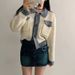 Korean style chic fashionable patchwork contrasting edge small fragrance mixed color cardigan 2024 spring and autumn_voghion.com