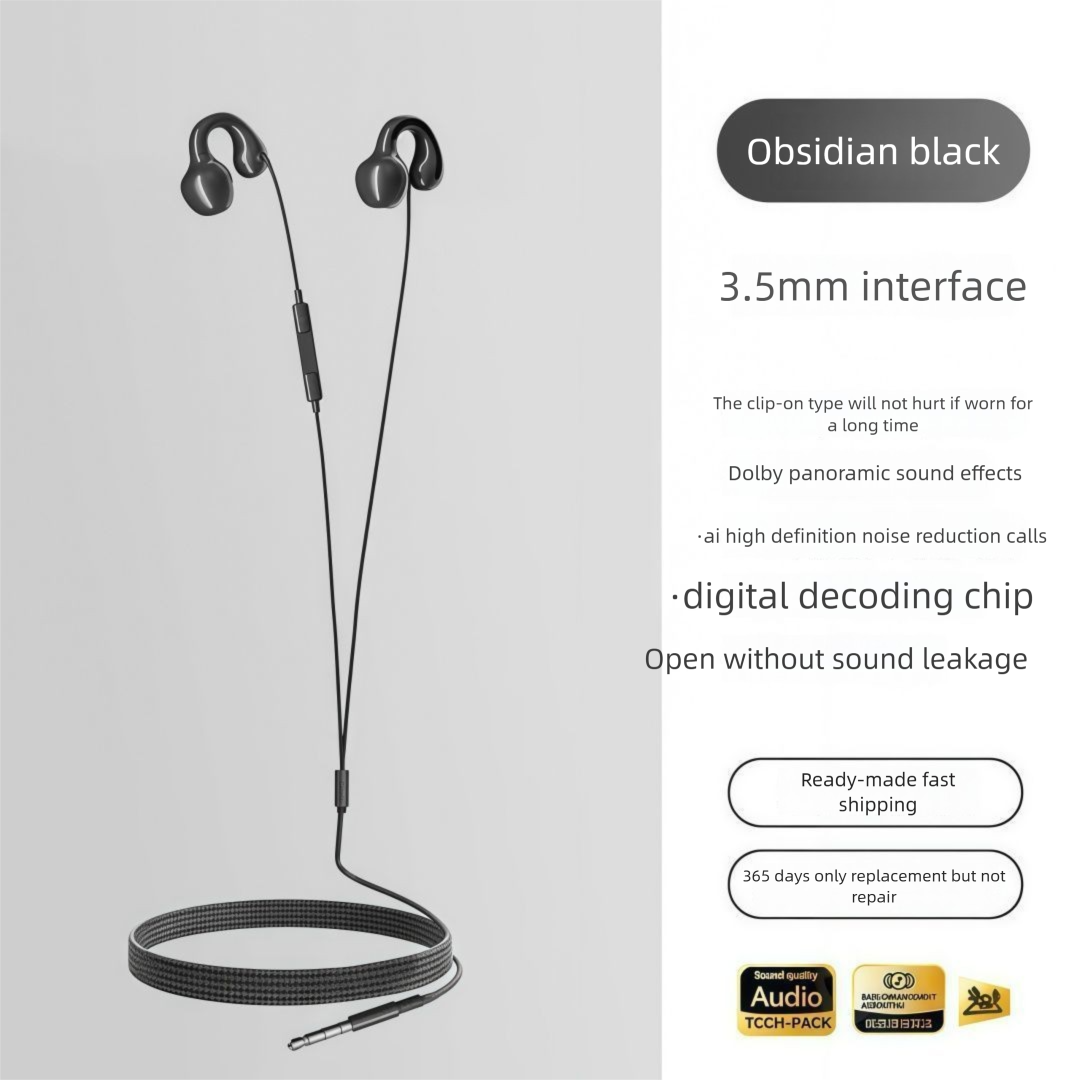 Écouteurs filaires 2025, nouveaux écouteurs longue durée, indolores, type C, sans conduction osseuse, clip d'oreille ouvert_voghion.com