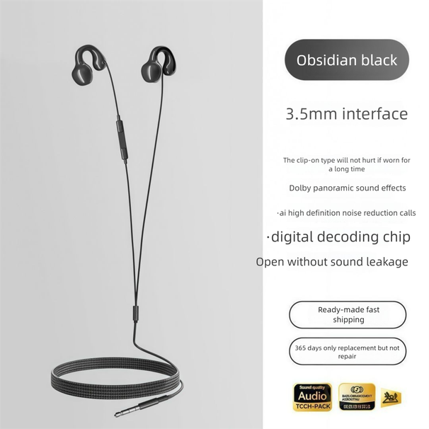 Écouteurs filaires 2025, nouveaux écouteurs longue durée, indolores, type C, sans conduction osseuse, clip d'oreille ouvert_voghion.com