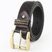 Western Cowboy Bull Head Trendy Youth Retro Men's Punk Embossed PU Leather Belt_voghion.com