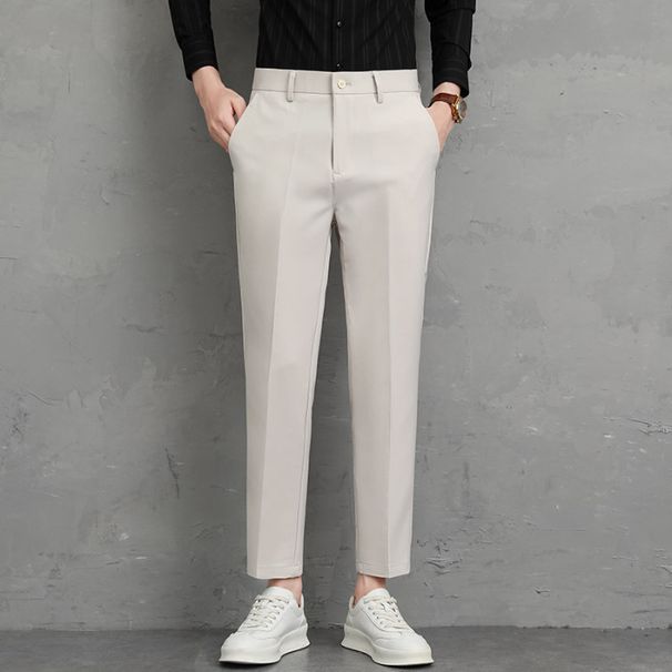 Pantaloni da uomo slim fit elasticizzati, leggeri, estivi, casual, con elevata elasticità e design a gamba dritta, per ufficio e occasioni eleganti_voghion.com