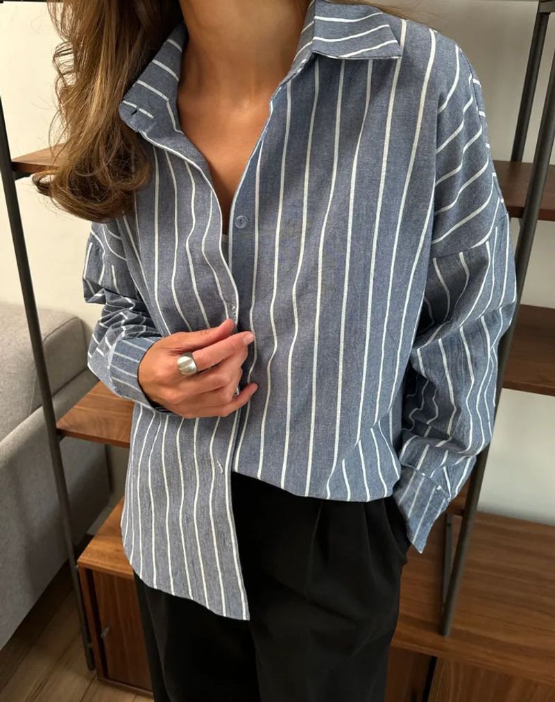 Vêtements pour femmes automne et hiver : veste cardigan à manches longues, chemise rayée pour femmes_voghion.com