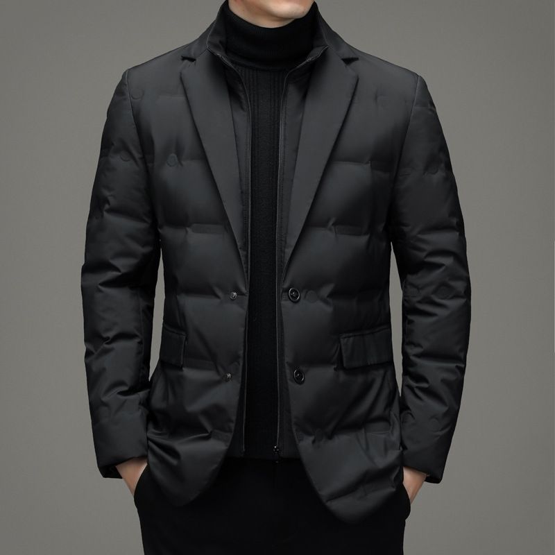 Giacca da uomo calda e casual, stile completo autunnale e invernale, con colletto staccabile e due tasche_voghion.com