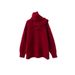 girl Christmas Red Turtleneck Knitted Sweater Scarf Two-Piece Set For Women Autumn Winter High-End Lazy Thickened Outerwear_voghion.com