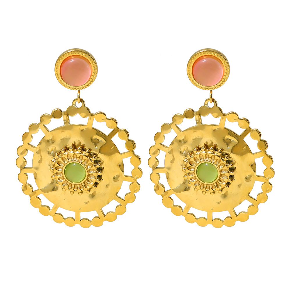 Women's Jewelry French Court Style Natural Stone Earrings Stainless Steel Earrings Spring And Summer Titanium Steel Earrings_voghion.com