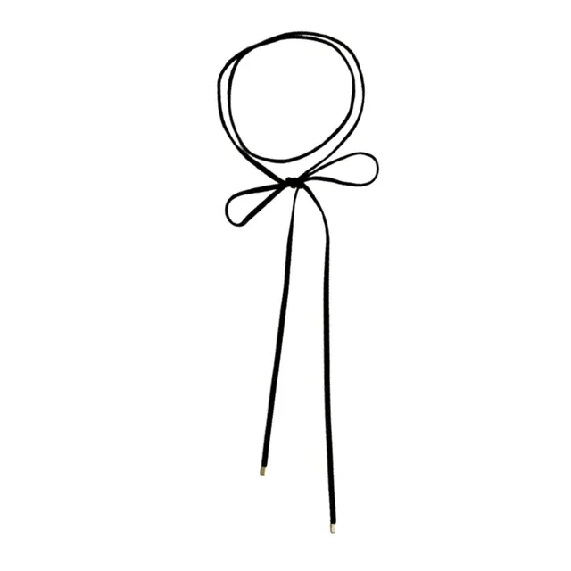 Collana lunga in corda Veets gotica coreana pronta da indossare, girocollo con fiocco nero, semplice, con catena regolabile_voghion.com