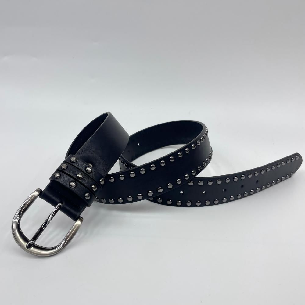 Genuine Leather Rivet Women Trendy Versatile Waist For Coat And Jeans Personality Belt Black_voghion.com