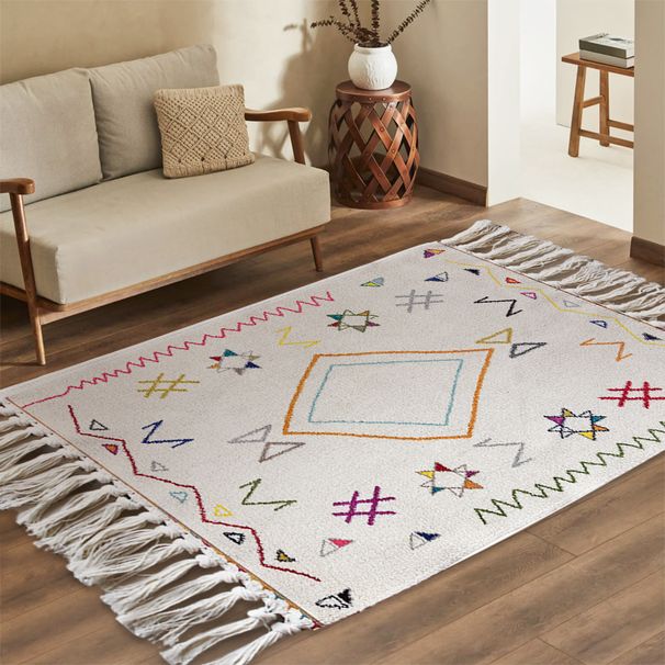 Απλό γεωμετρικό μοτίβο, ανθεκτικό στη σκόνη και εύκολο στη φροντίδα, διακοσμητικό πατάκι Homestay Ethnic Style με υφαντό χαλί_voghion.com