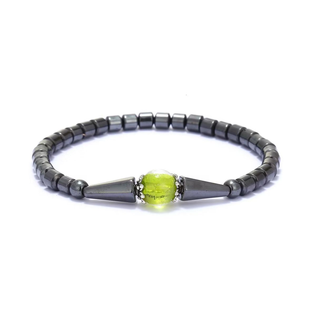 Cavigliera da spiaggia da donna, realizzata a mano con pietra nera magnetica, placcata in colore AB, con stella circolare creativa_voghion.com