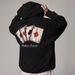 Stylischer Hoodie mit Poker-Print für Herren – Locker sitzender Freizeitpullover mit Vintage-Design, langärmlige Streetwear für Teenager und Jugendliche (Schwarz/Weiß, M-3XL)_voghion.com